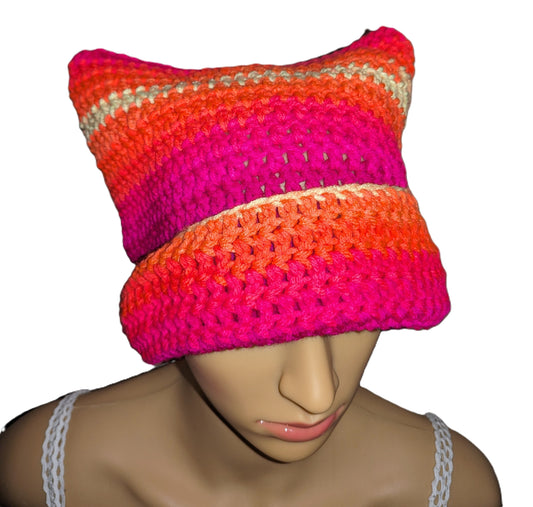 Cat design crochet hat