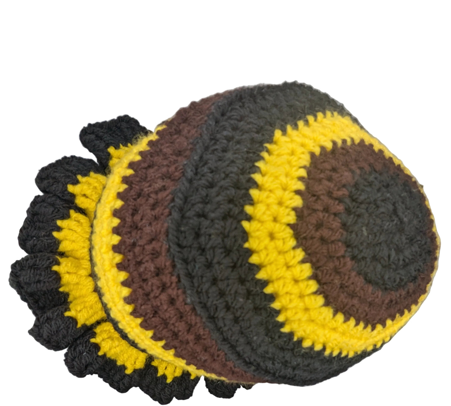 Striped ruffle bucket hat